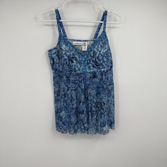 Croft And Barrow Tankini Swim Top 14 Blue White Cruise Beach Adjustable Strap - Picture 1 of 11